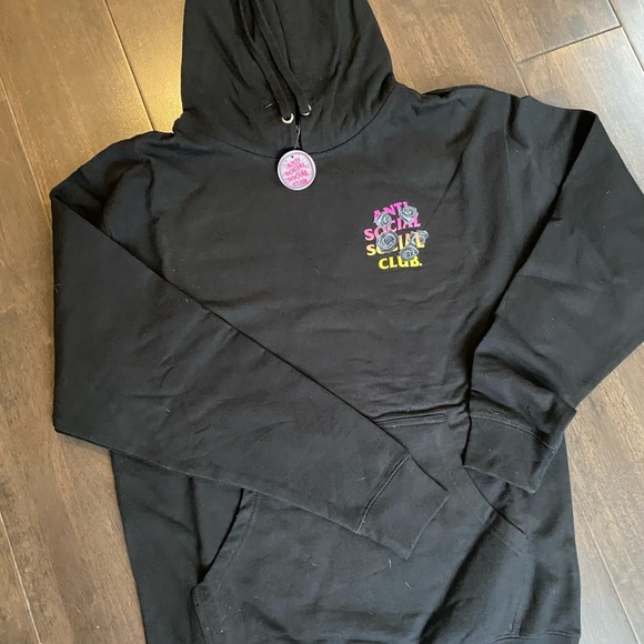NWT Antisocial Social Club black rose hoodie size M - Picture 3 of 8